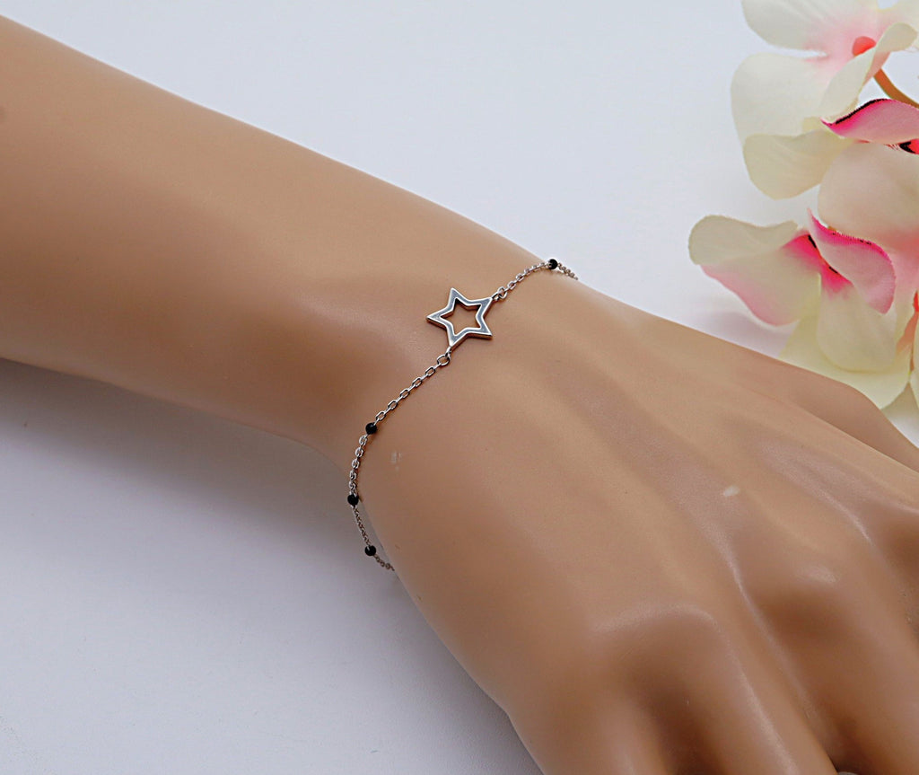 Pulsera Plata 925 con Estrella | Joyería Minimalista Mujer | Regalo Simbólico Hecho a Mano | Pulsera Ajustable Plata de Ley