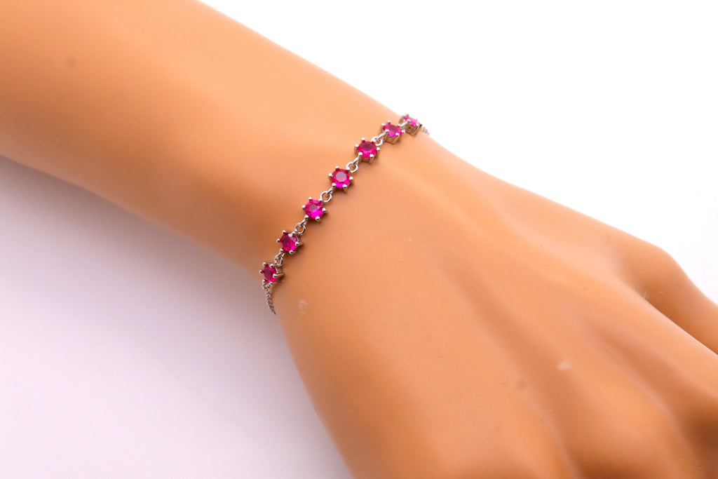Pulsera Plata 925mls Circonitas rosas