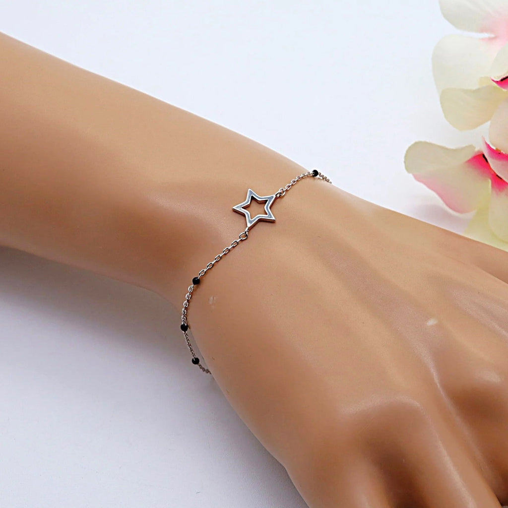 Pulsera Plata 925 con Estrella | Joyería Minimalista Mujer | Regalo Simbólico Hecho a Mano | Pulsera Ajustable Plata de Ley