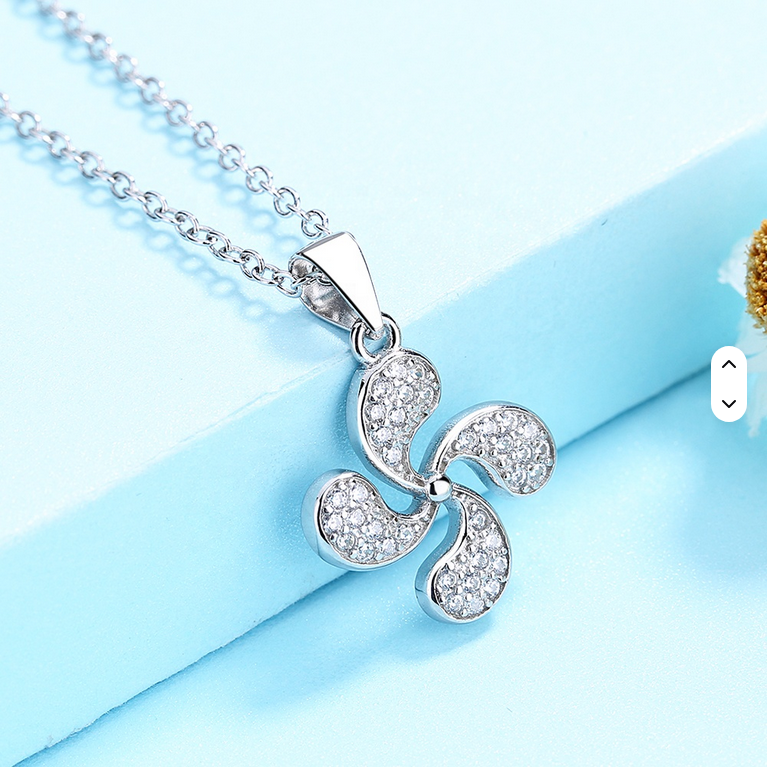 Collar Plata 925mls Lauburu Vasco con Circonitas Blancas |Tradición | Joyería Vasca