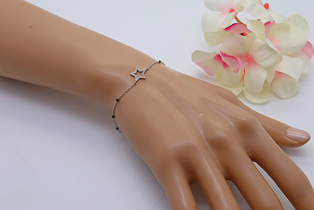 Pulsera Plata 925 con Estrella | Joyería Minimalista Mujer | Regalo Simbólico Hecho a Mano | Pulsera Ajustable Plata de Ley