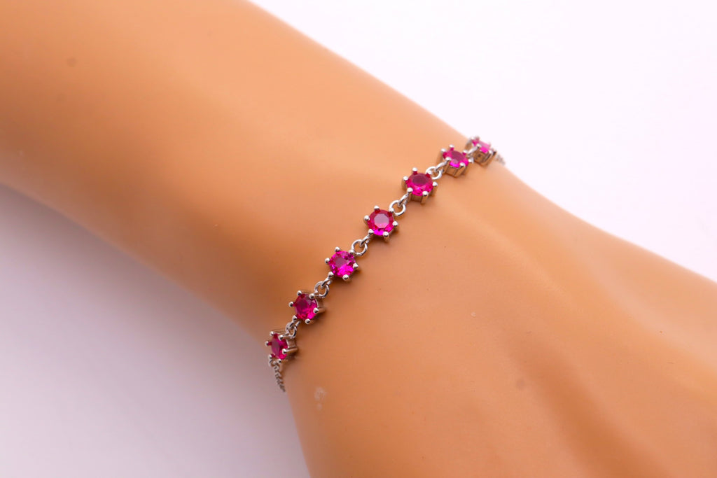 Pulsera Plata 925mls Circonitas rosas