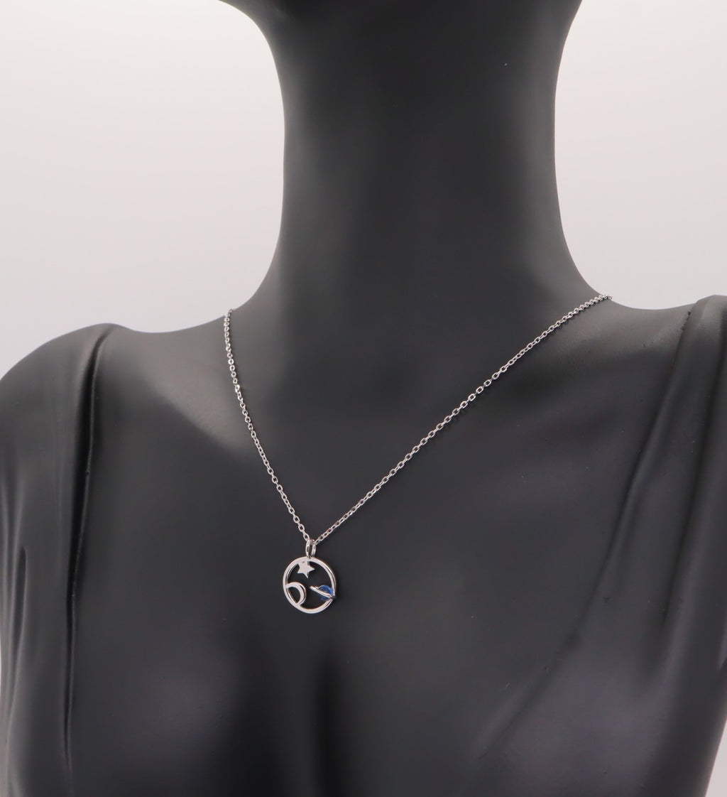 Collar Plata 925mls Espacio (estrella, luna y planeta)