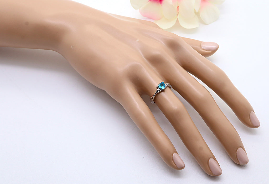 Anillo Plata 925mls Circonita Azul trenzado