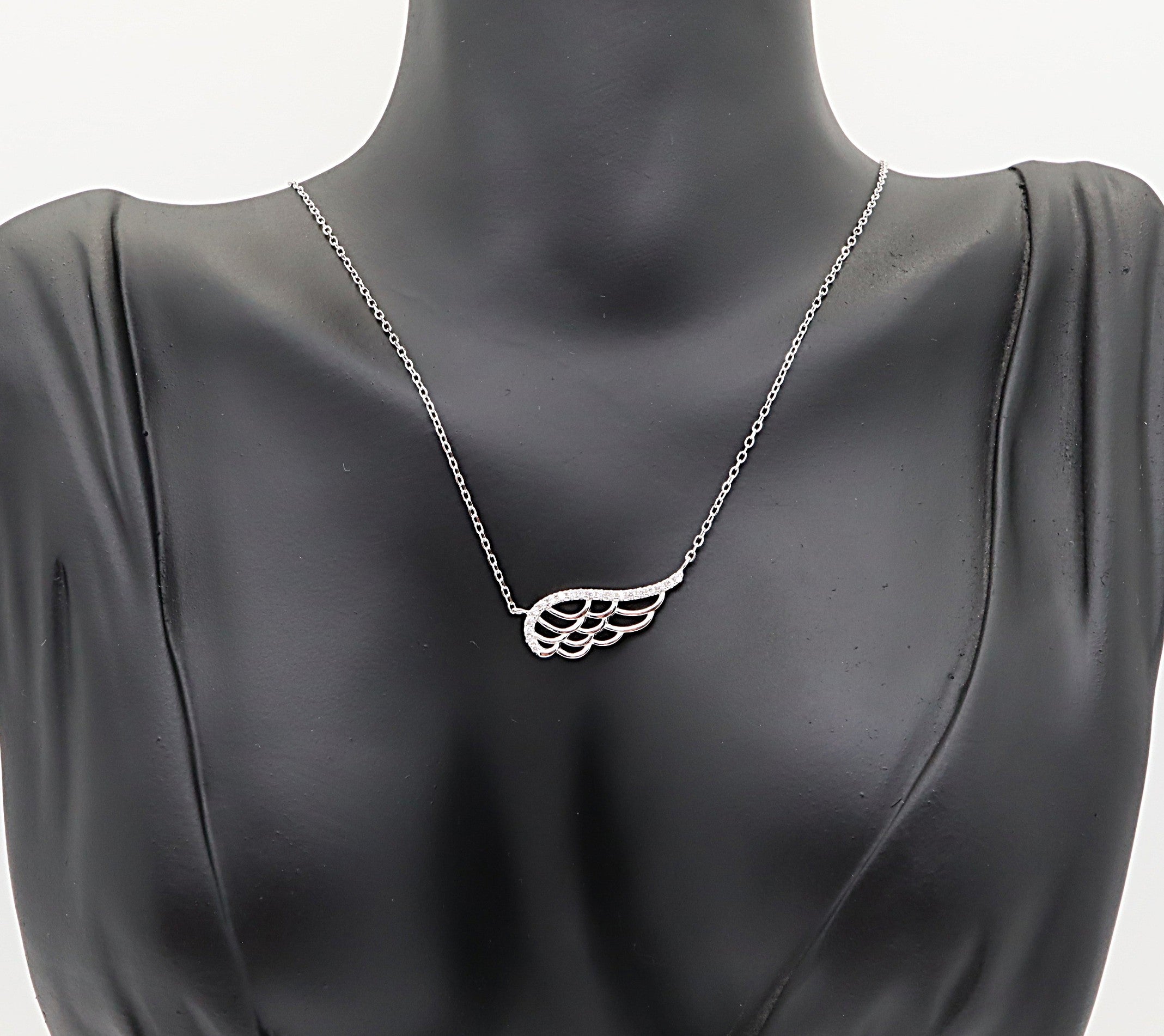 Collar Plata 925mls Ala de Ángel Blanca con Circonitas | Colgante Protector, Elegante y Brillante