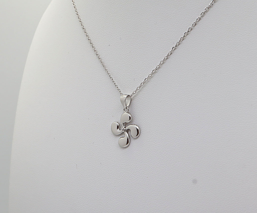 Collar Plata 925mls Lauburu Vasco con Circonita Blanca Central |Tradición, Brillo y Elegancia