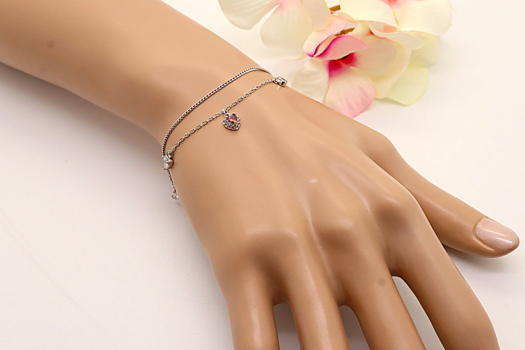 Pulsera Plata 925mls Tres Corazones y circonitas | Joyería Fina Mujer | Regalo Elegante | Pulsera Ajustable