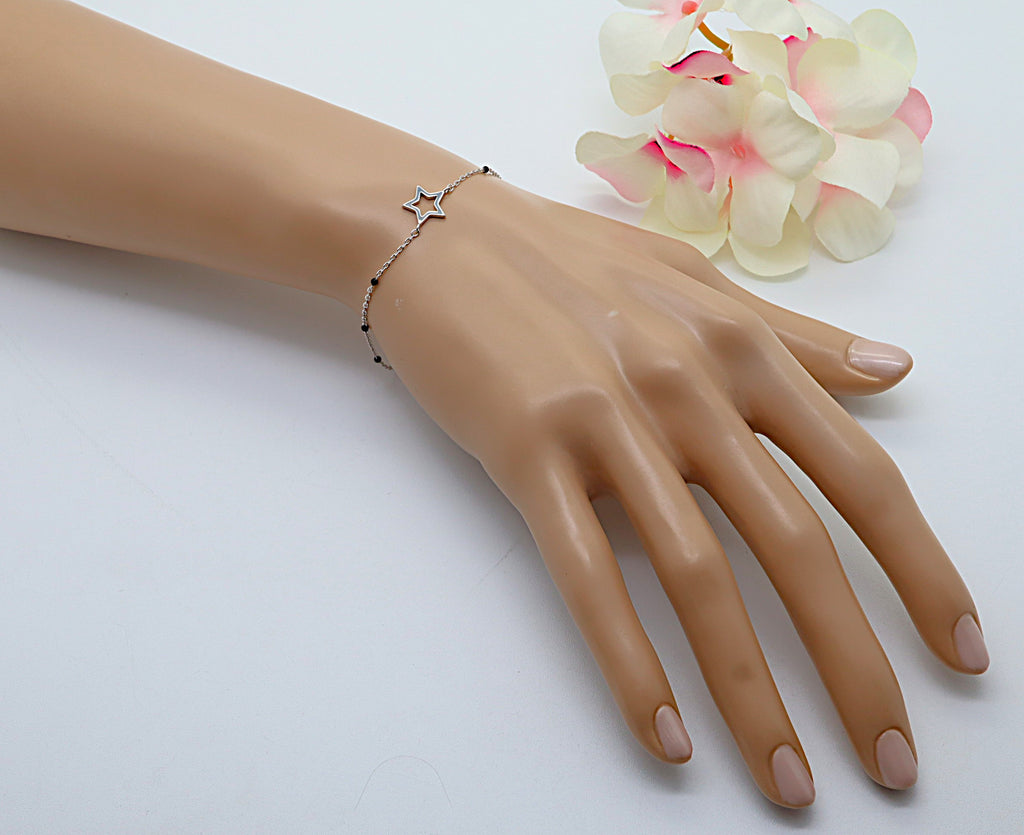 Pulsera Plata 925 con Estrella | Joyería Minimalista Mujer | Regalo Simbólico Hecho a Mano | Pulsera Ajustable Plata de Ley