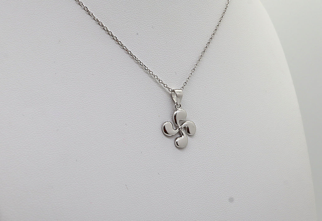 Collar Plata 925mls Lauburu Vasco con Circonita Blanca Central |Tradición, Brillo y Elegancia