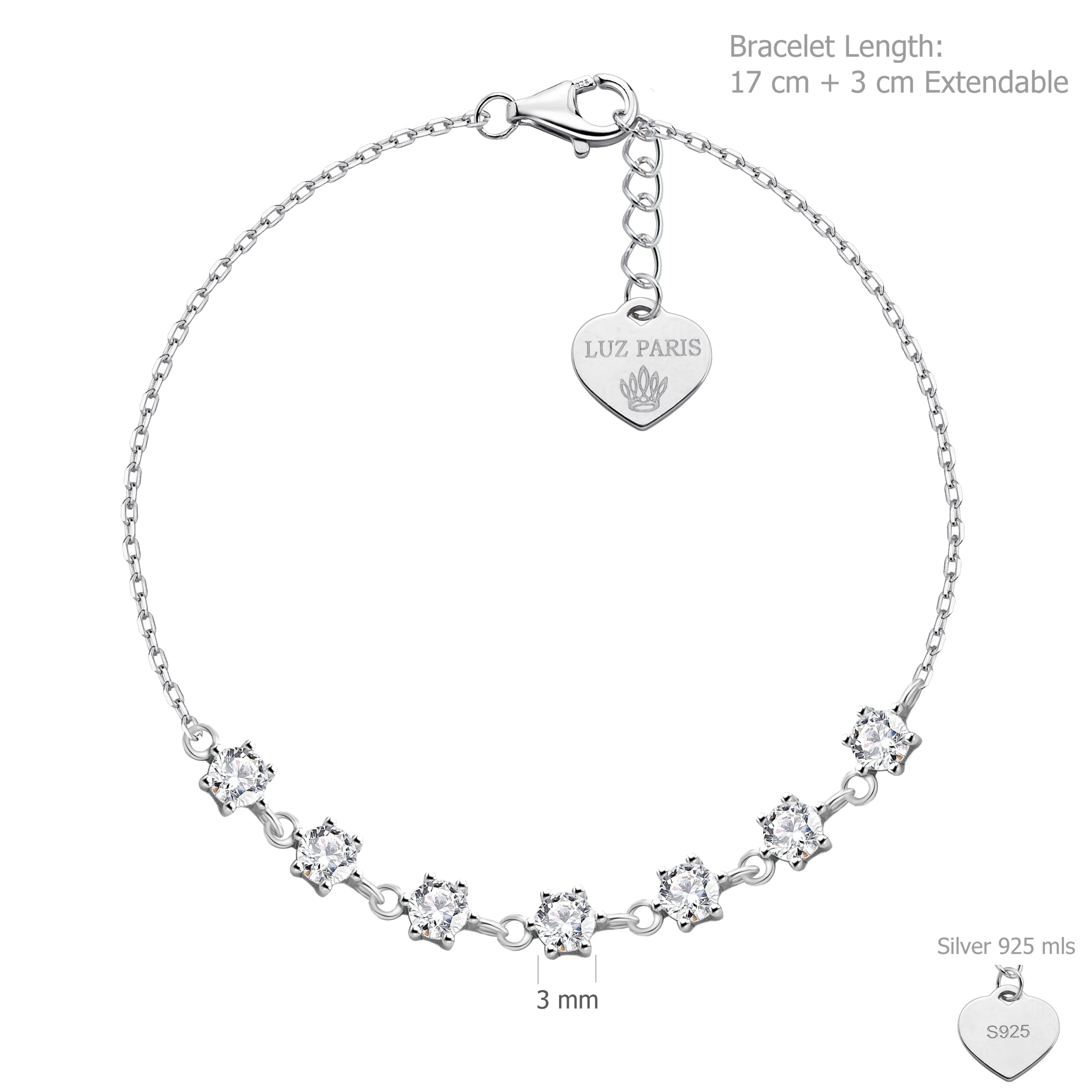 Pulsera Plata 925mls Circonitas blancas