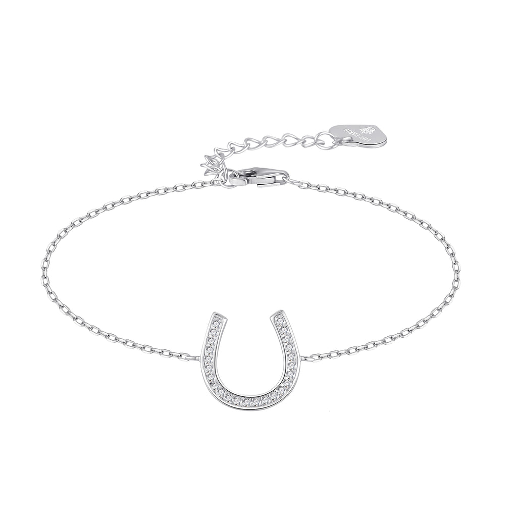 Pulsera Plata 925 Herradura con Circonitas | Amuleto de Suerte Mujer | Regalo con Significado | Joyería Fina Hecha a Mano