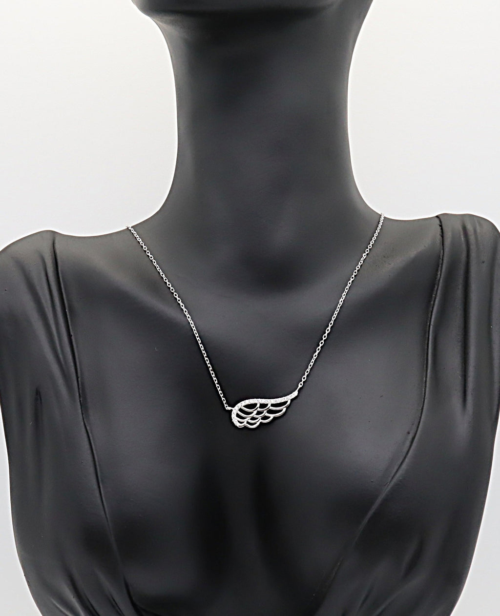 Collar Plata 925mls Ala de Ángel Blanca con Circonitas | Colgante Protector, Elegante y Brillante