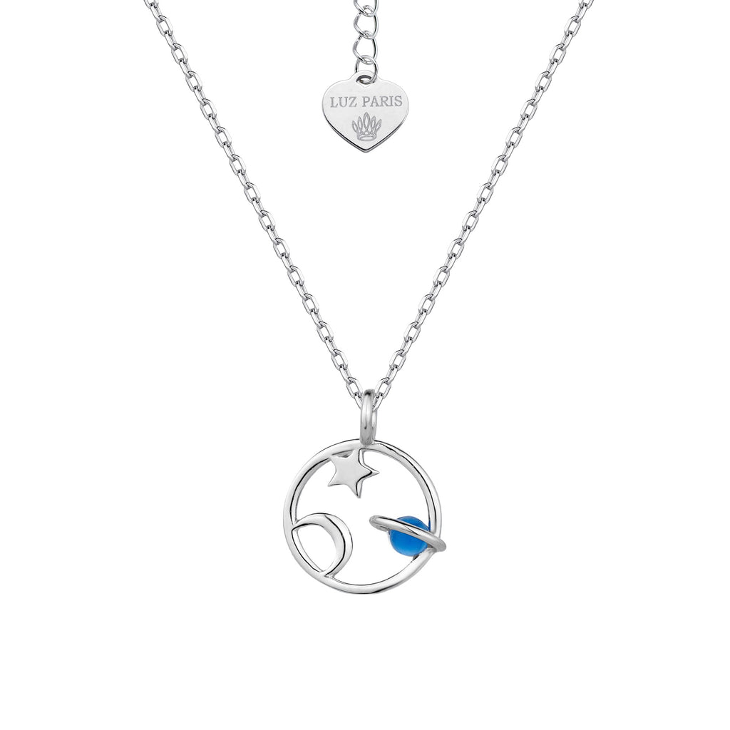 Collar Plata 925mls Espacio (estrella, luna y planeta)