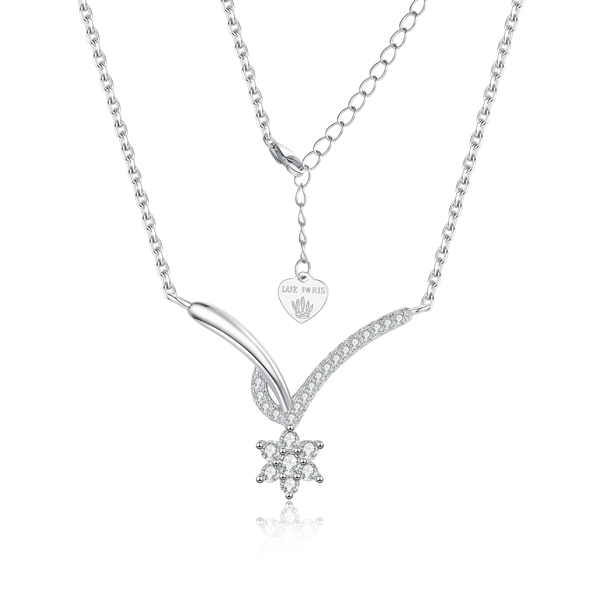 Collar Plata 925mls en Forma de V con Estrella y Circonitas Blancas | Brillo y Elegancia