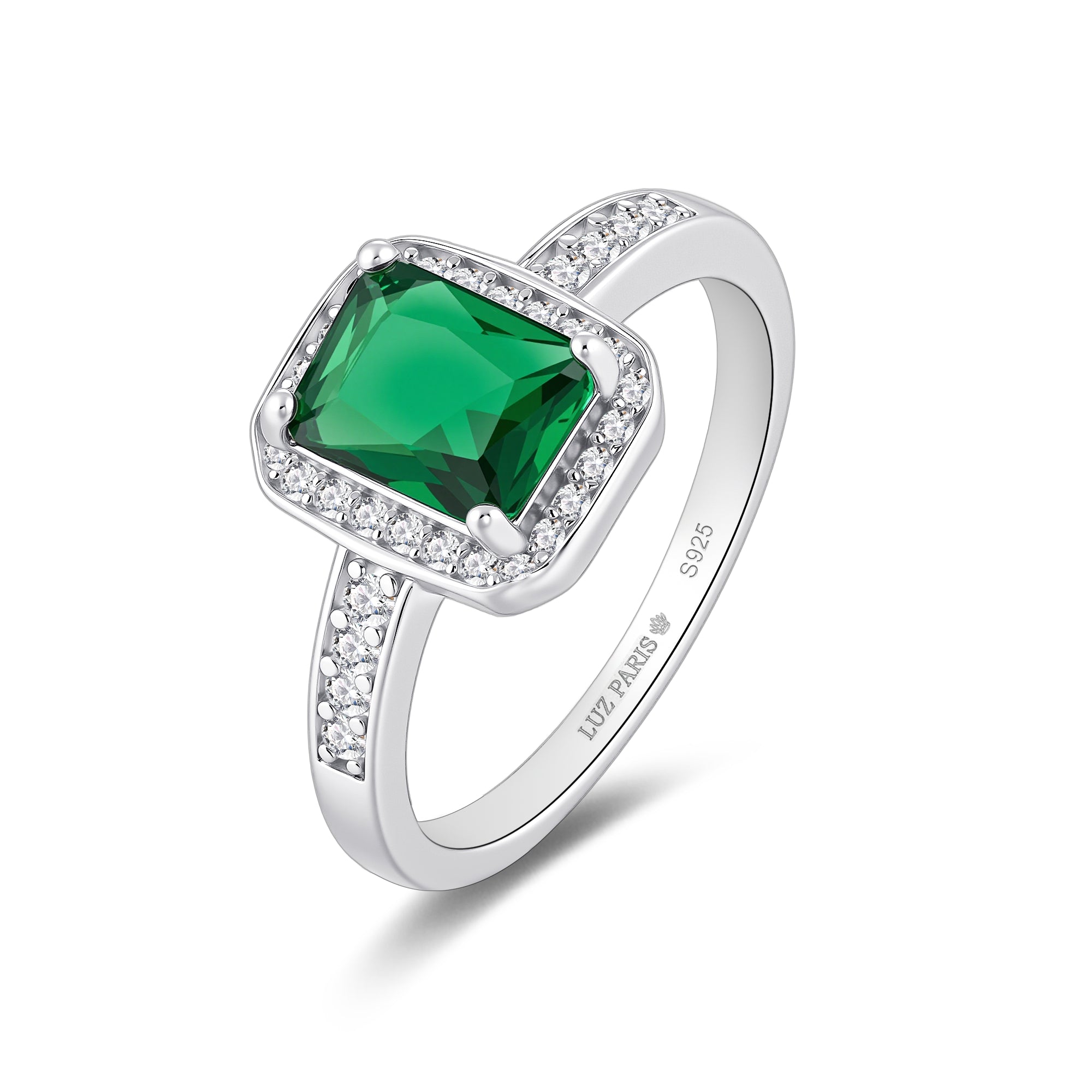 Anillo Plata 925mls Circonita color Verde esmeralda