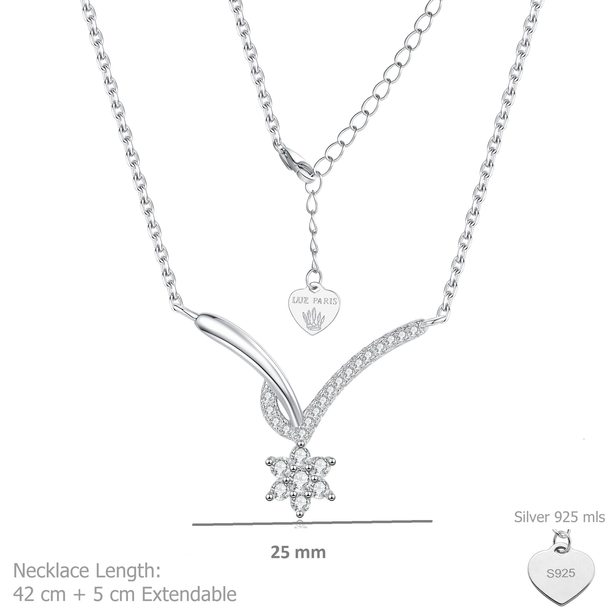 Collar Plata 925mls en Forma de V con Estrella y Circonitas Blancas | Brillo y Elegancia