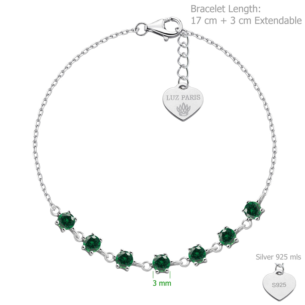Pulsera Plata 925mls Circonitas verdes