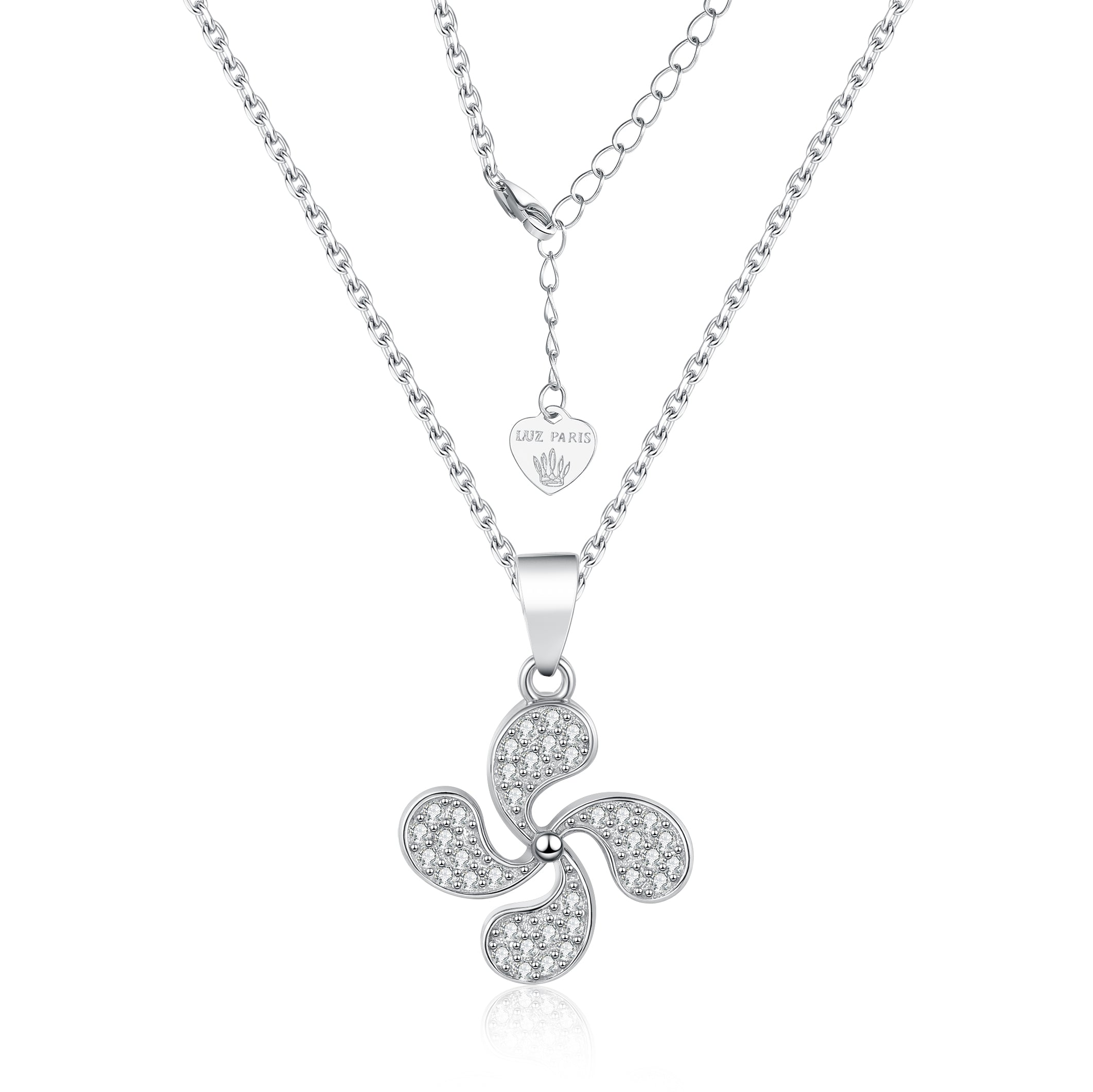 Collar Plata 925mls Lauburu Vasco con Circonitas Blancas |Tradición | Joyería Vasca