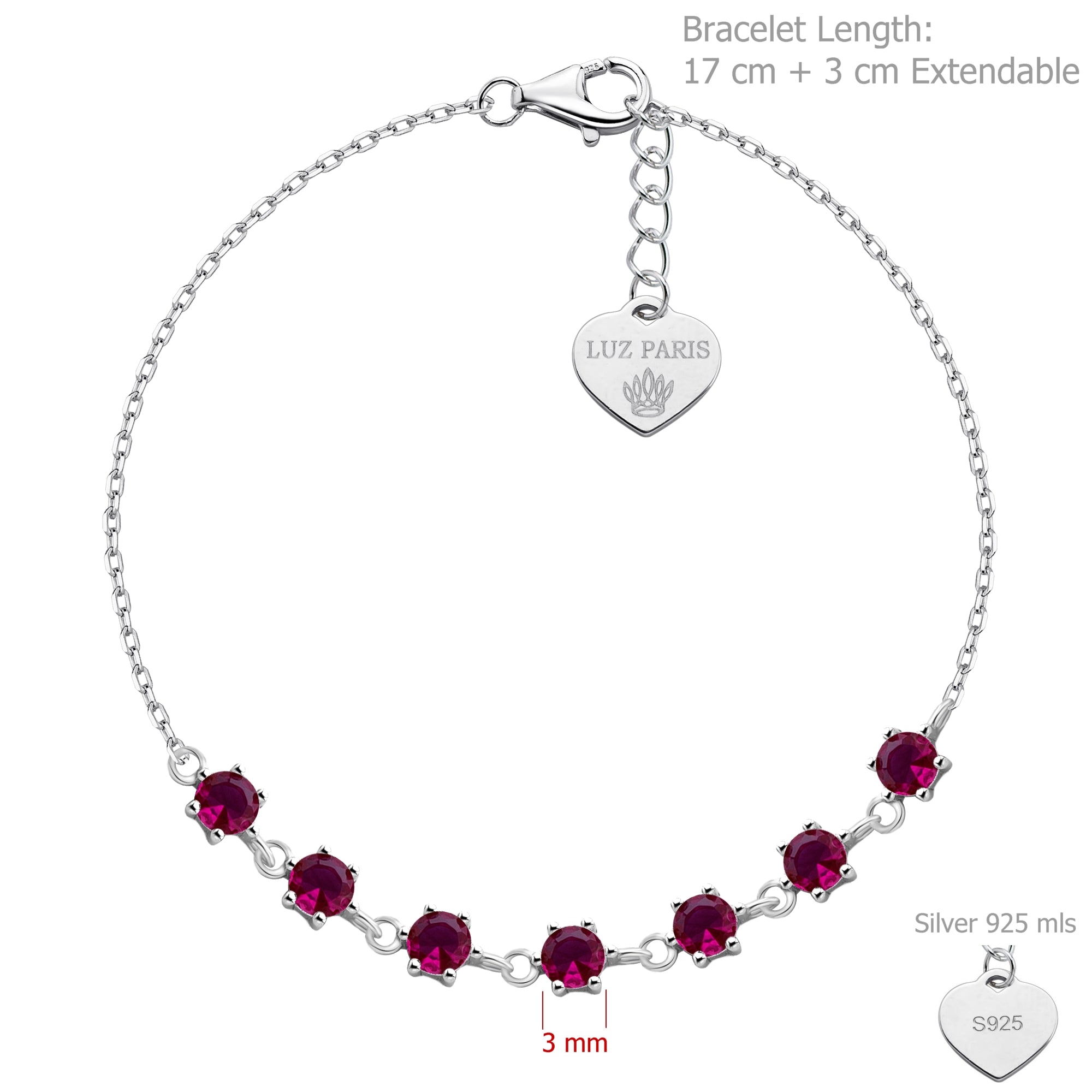 Pulsera Plata 925mls Circonitas rosas
