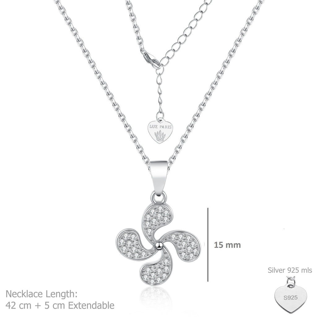 Collar Plata 925mls Lauburu Vasco con Circonitas Blancas |Tradición | Joyería Vasca
