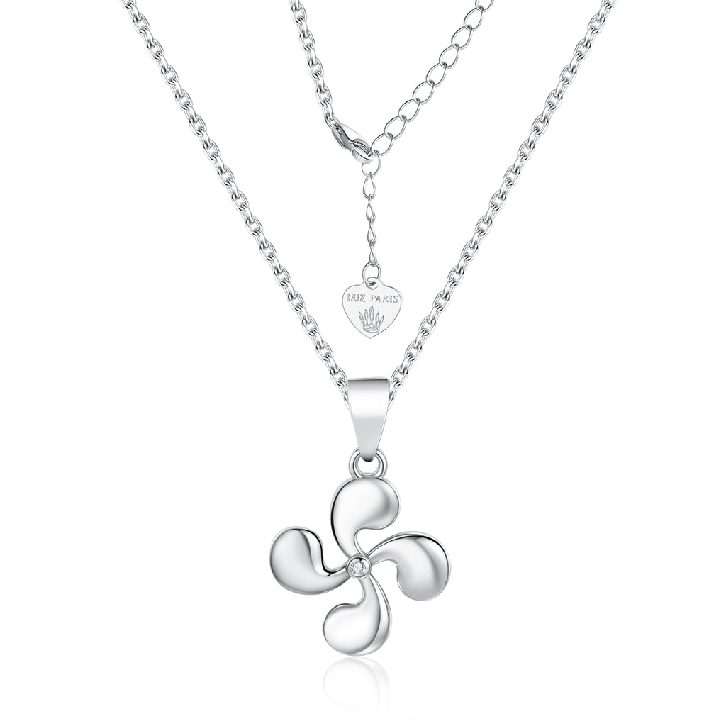 Collar Plata 925mls Lauburu Vasco con Circonita Blanca Central |Tradición, Brillo y Elegancia
