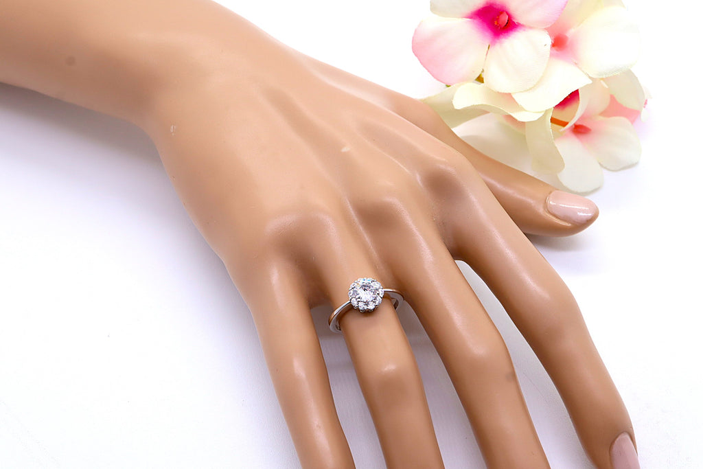 Anillo Plata 925mls Circonitas Blancas redondo