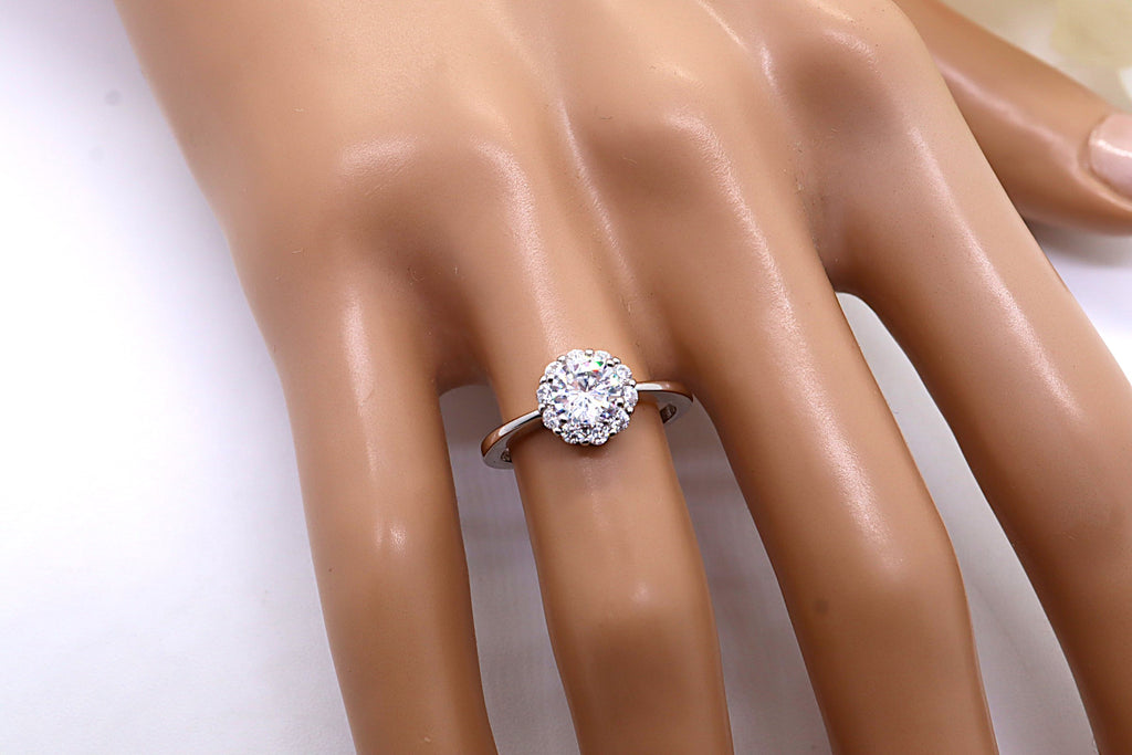 Anillo Plata 925mls Circonitas Blancas redondo