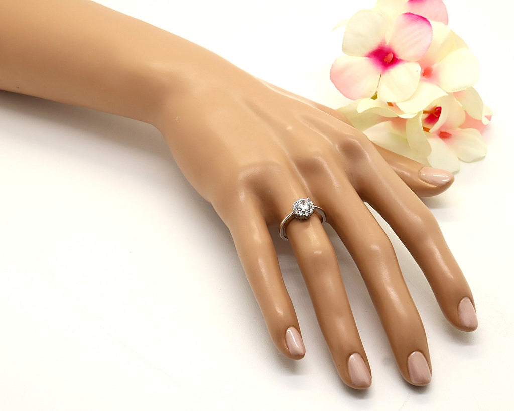 Anillo Plata 925mls Circonitas Blancas redondo