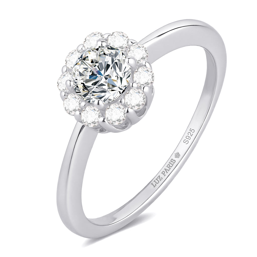 Anillo Plata 925mls Circonitas Blancas redondo