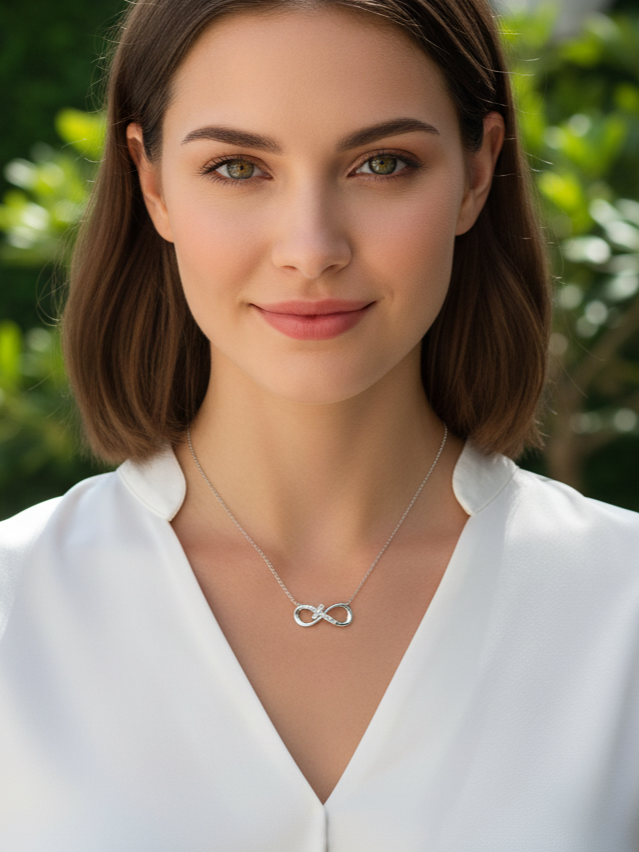 Collar Plata 925mls Infinito Cruz con circonitas blancas