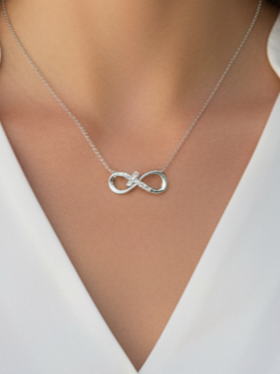 Collar Plata 925mls Infinito Cruz con circonitas blancas