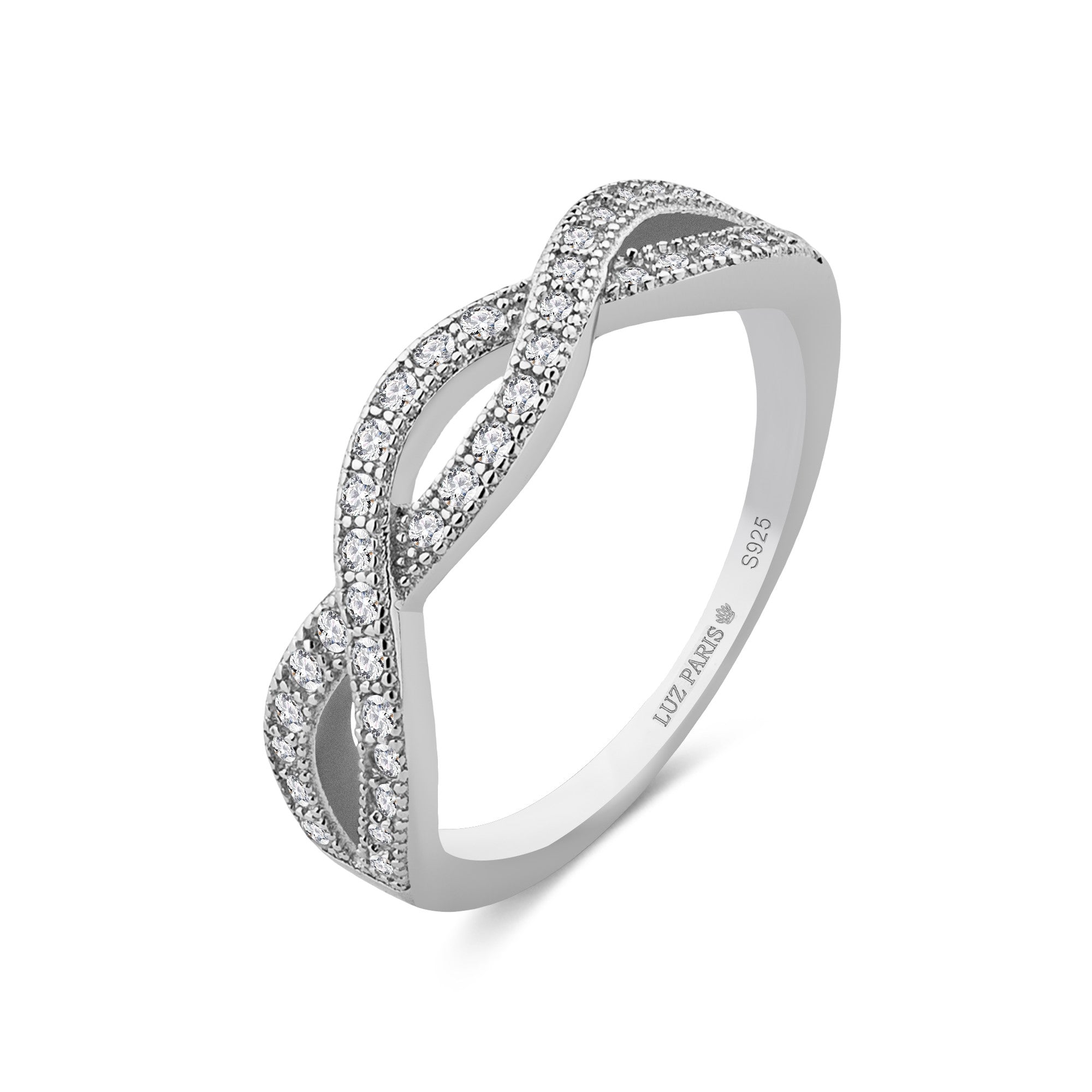 Anillo Plata 925mls Trenza con Circonitas