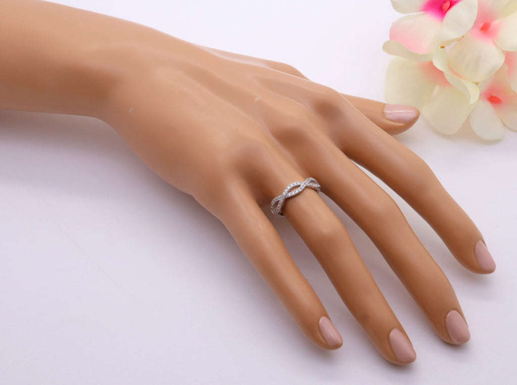 Anillo Plata 925mls Trenza con Circonitas