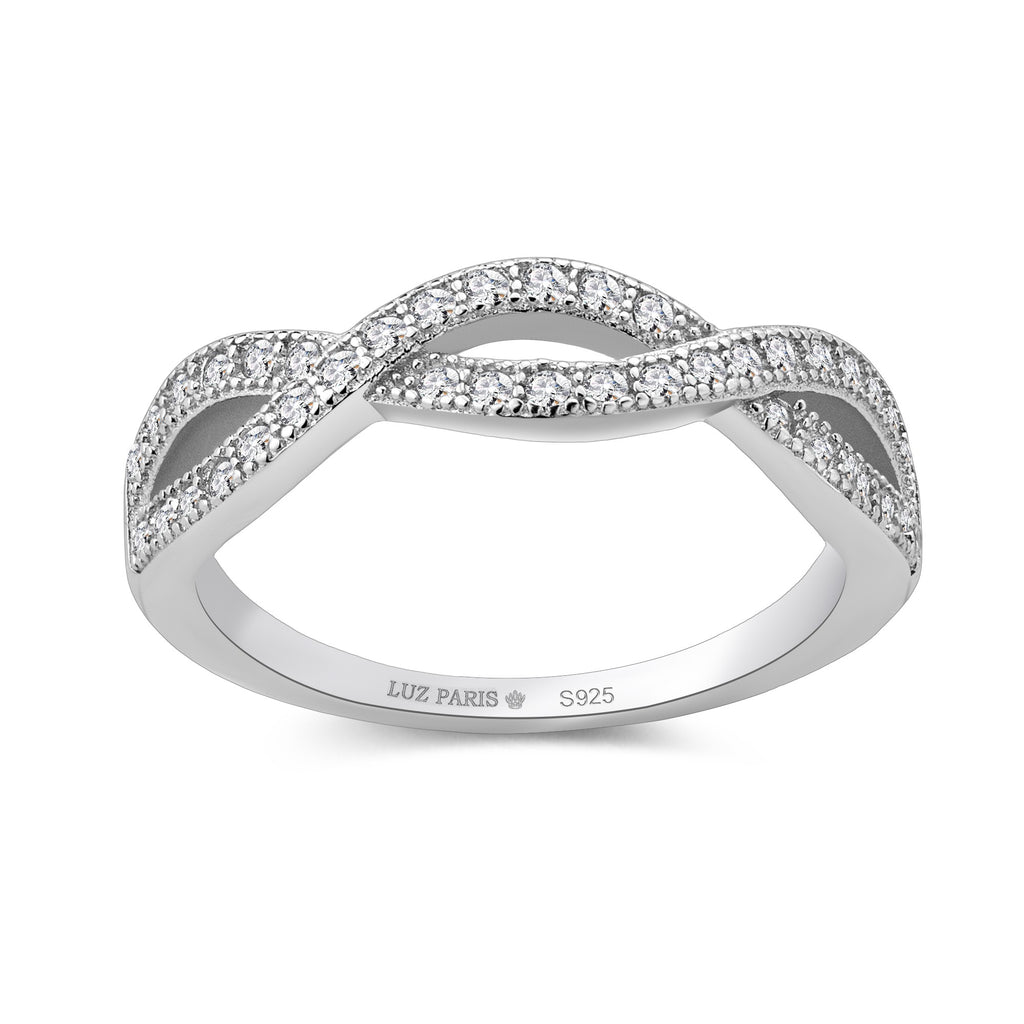 Anillo Plata 925mls Trenza con Circonitas