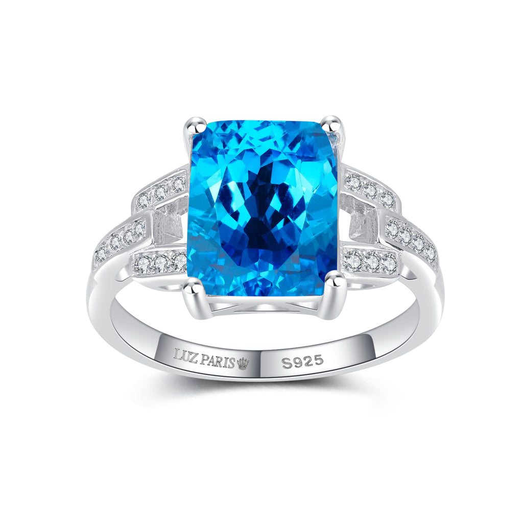 Anillo Plata 925mls Azul Circonitas