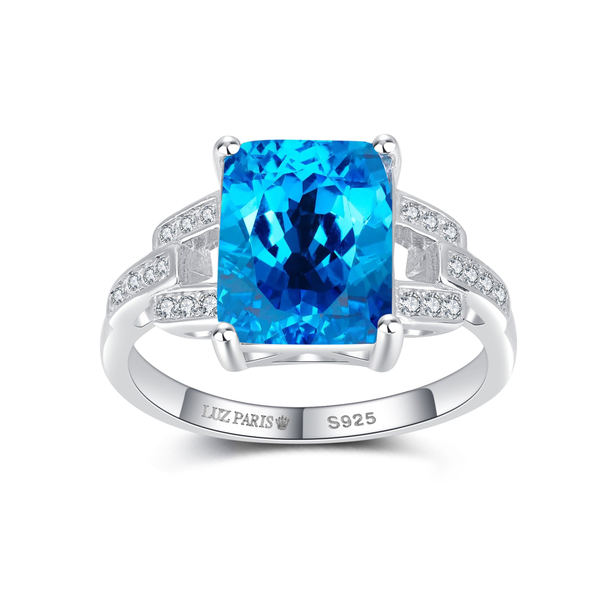 Anillo Plata 925mls Azul Circonitas