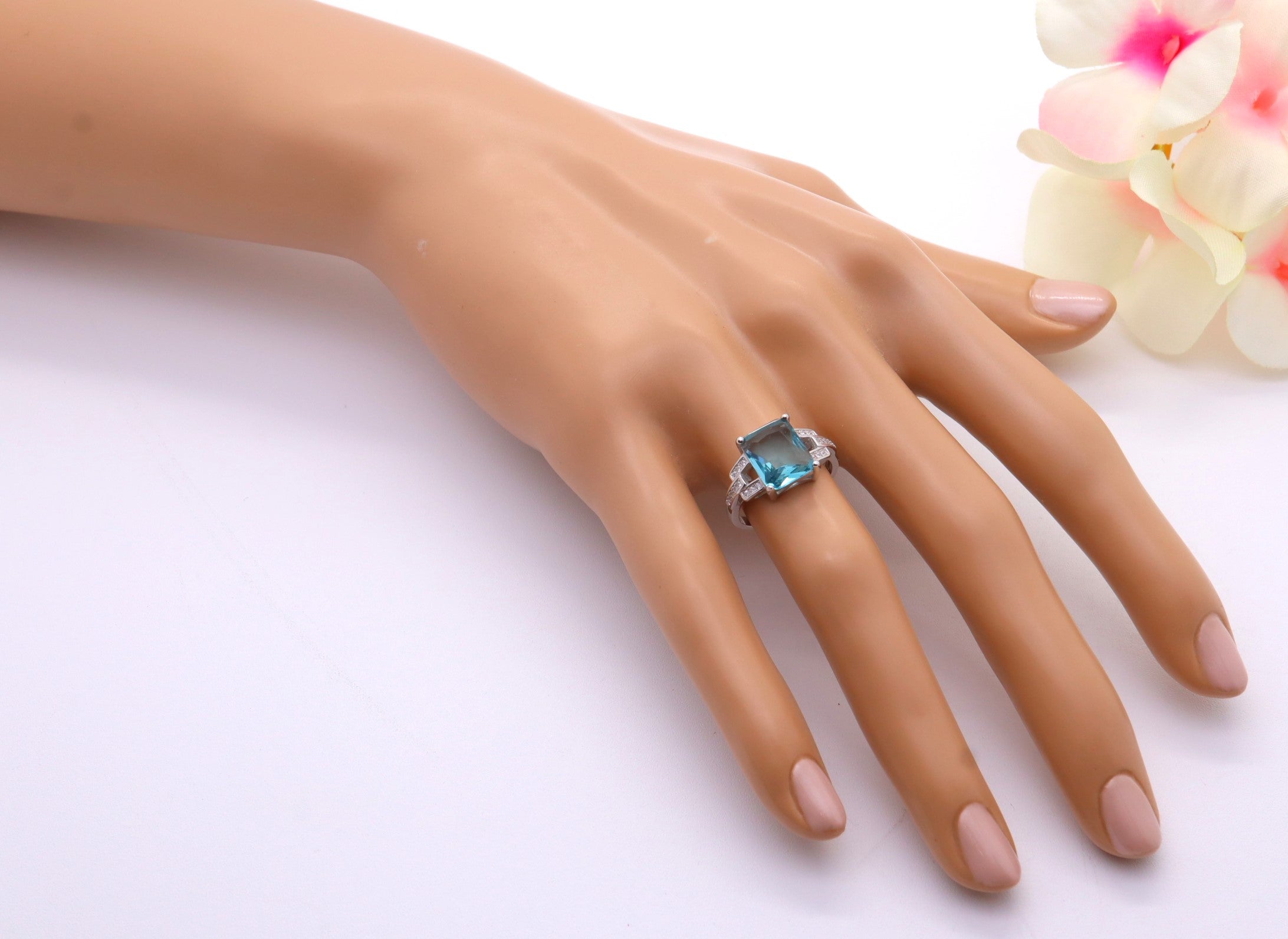 Anillo Plata 925mls Azul Circonitas