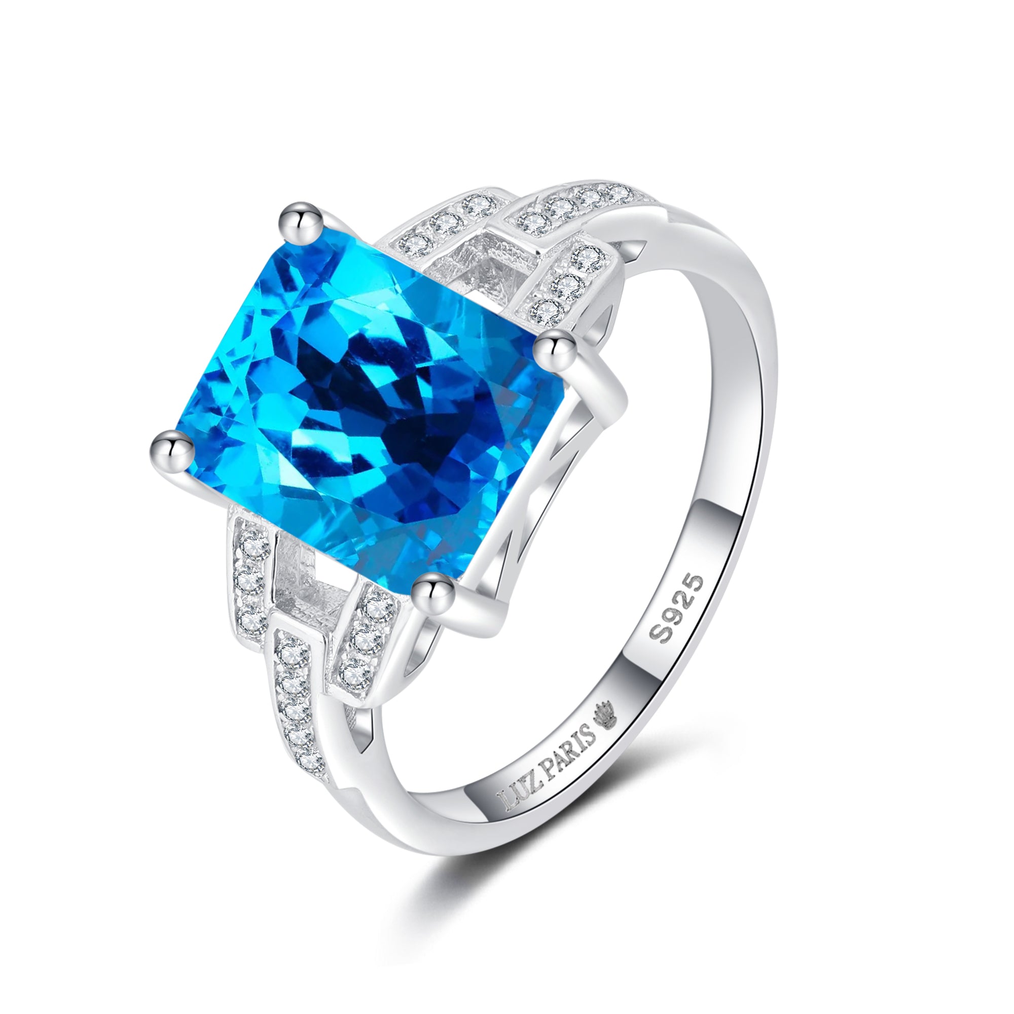 Anillo Plata 925mls Azul Circonitas