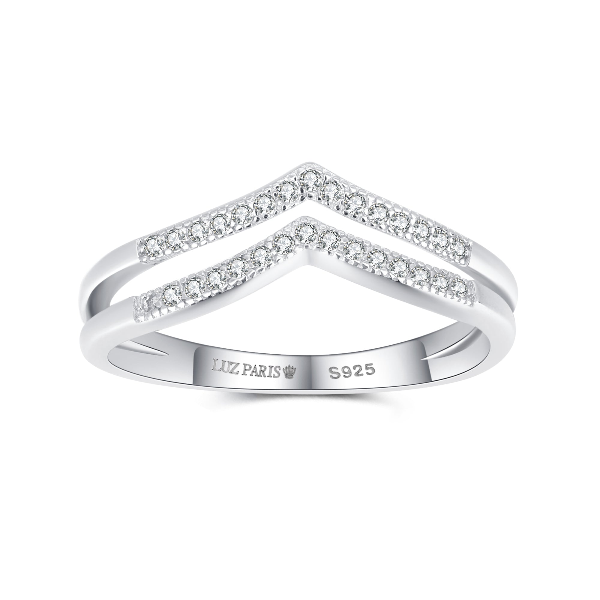 Anillo Plata 925mls doble V Circonitas