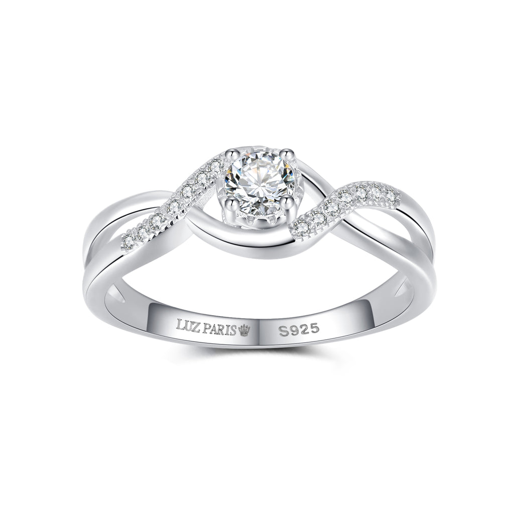 Anillo Plata 925mls Blanco Circonitas enlazado