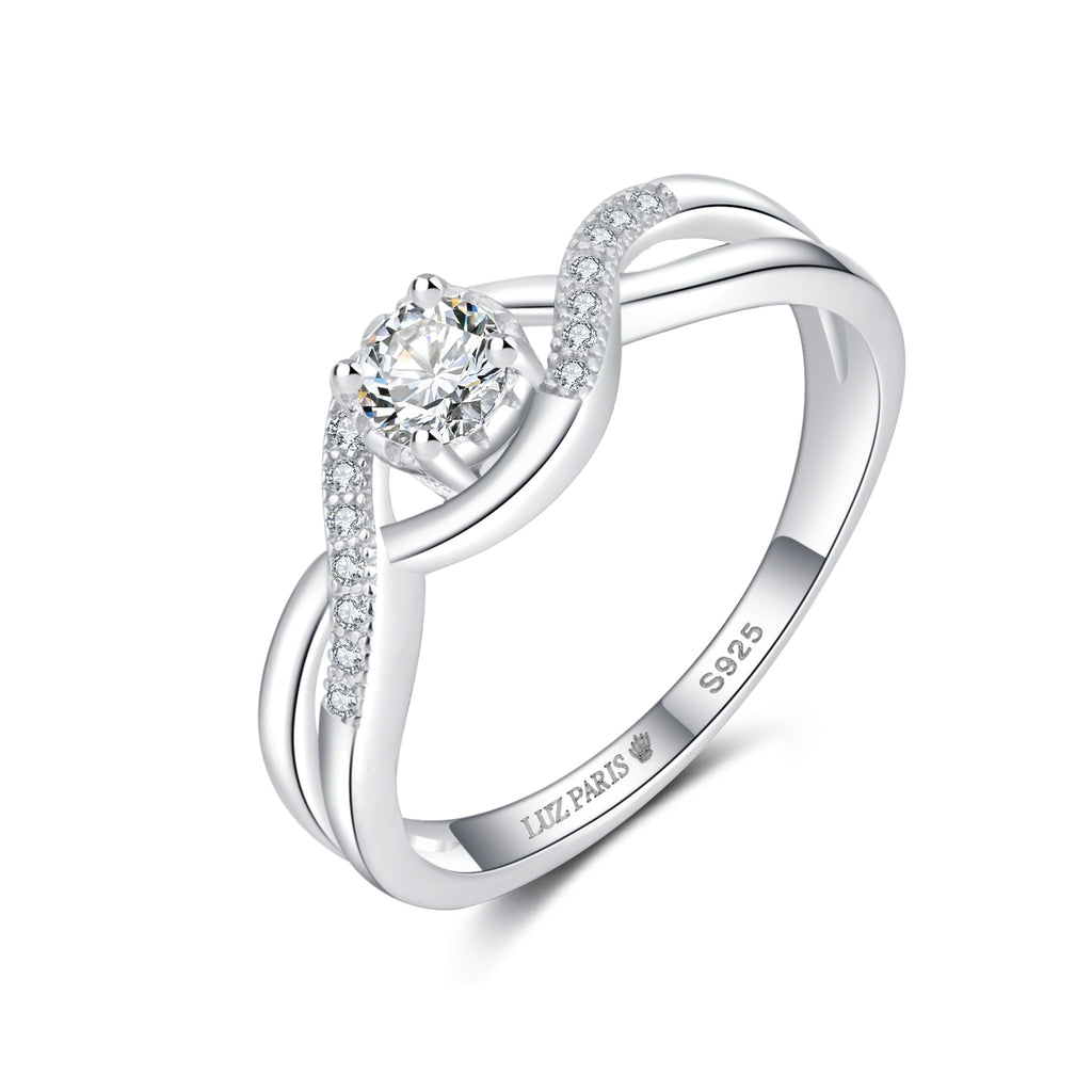 Anillo Plata 925mls Blanco Circonitas enlazado