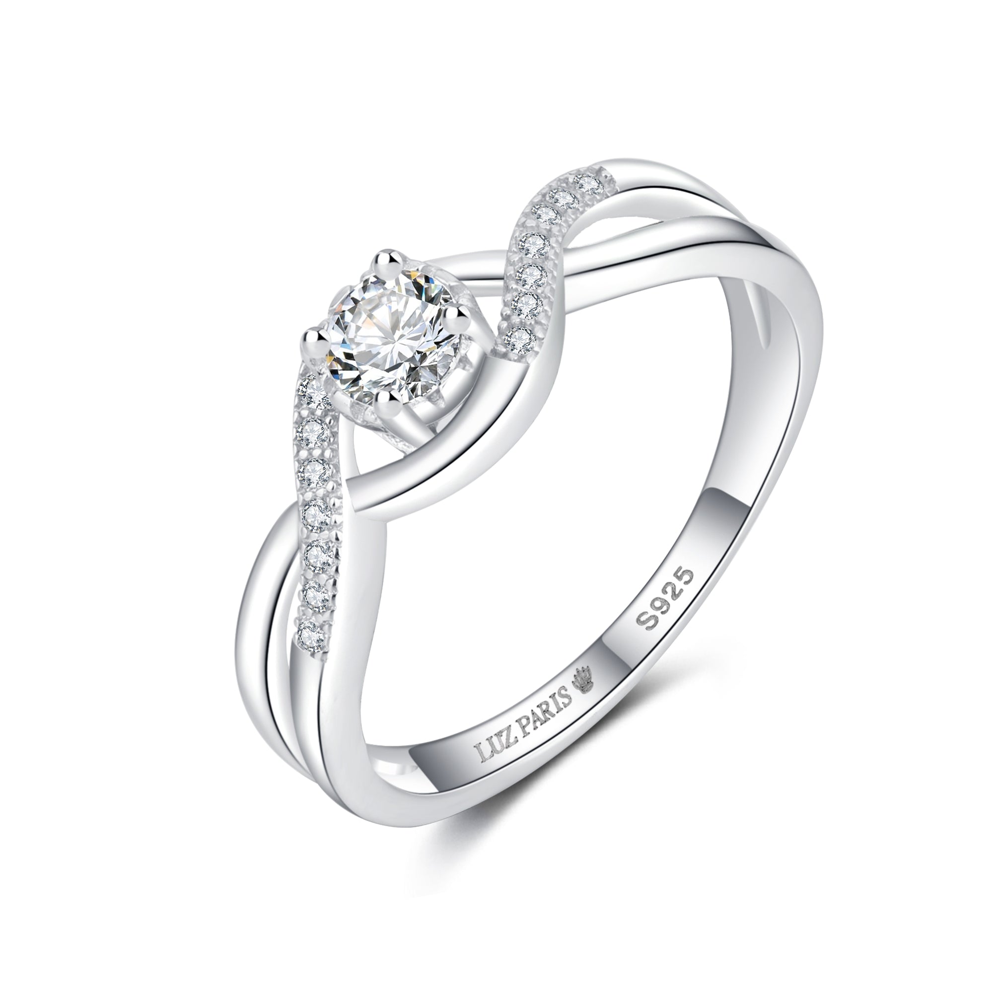 Anillo Plata 925mls Blanco Circonitas enlazado