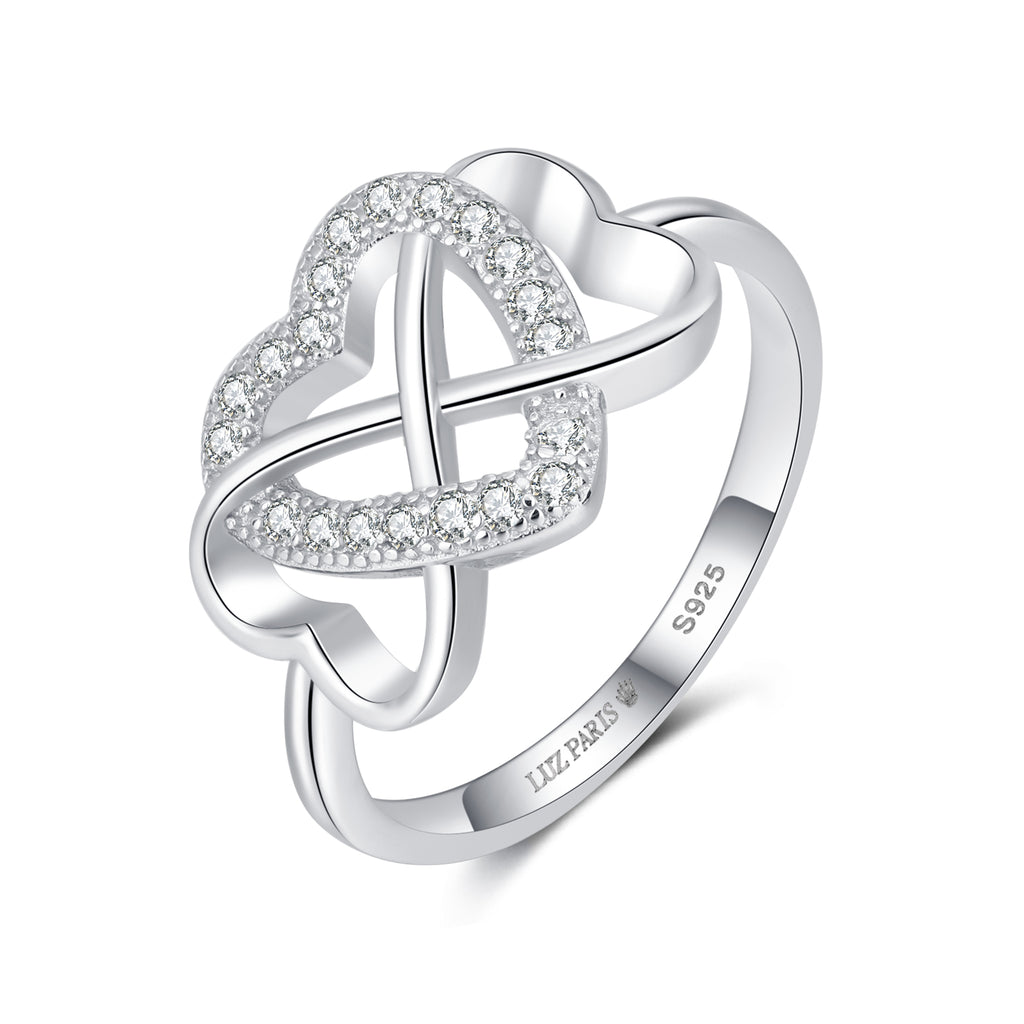 Anillo Plata 925mls Corazón enlazado con Circonitas blancas