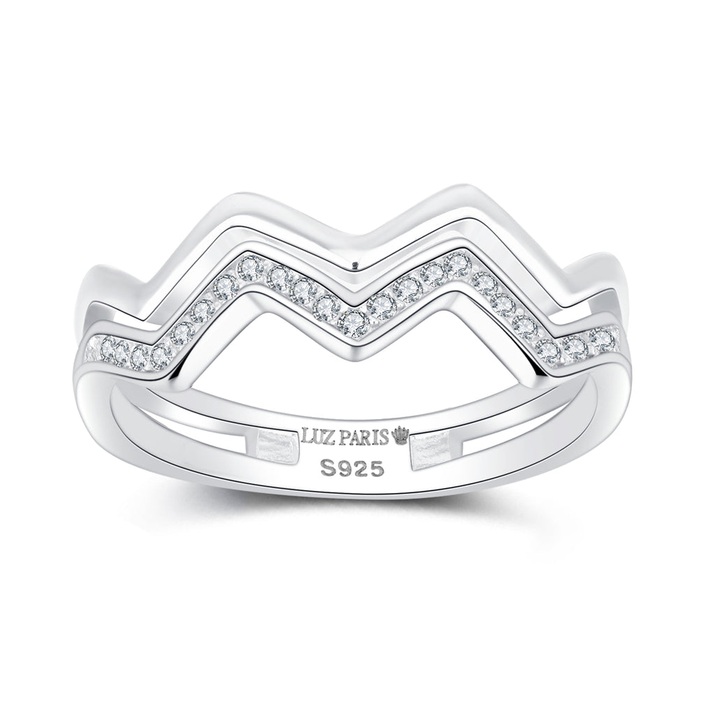 Anillo Plata 925mls Zig Zag con Circonitas blancas