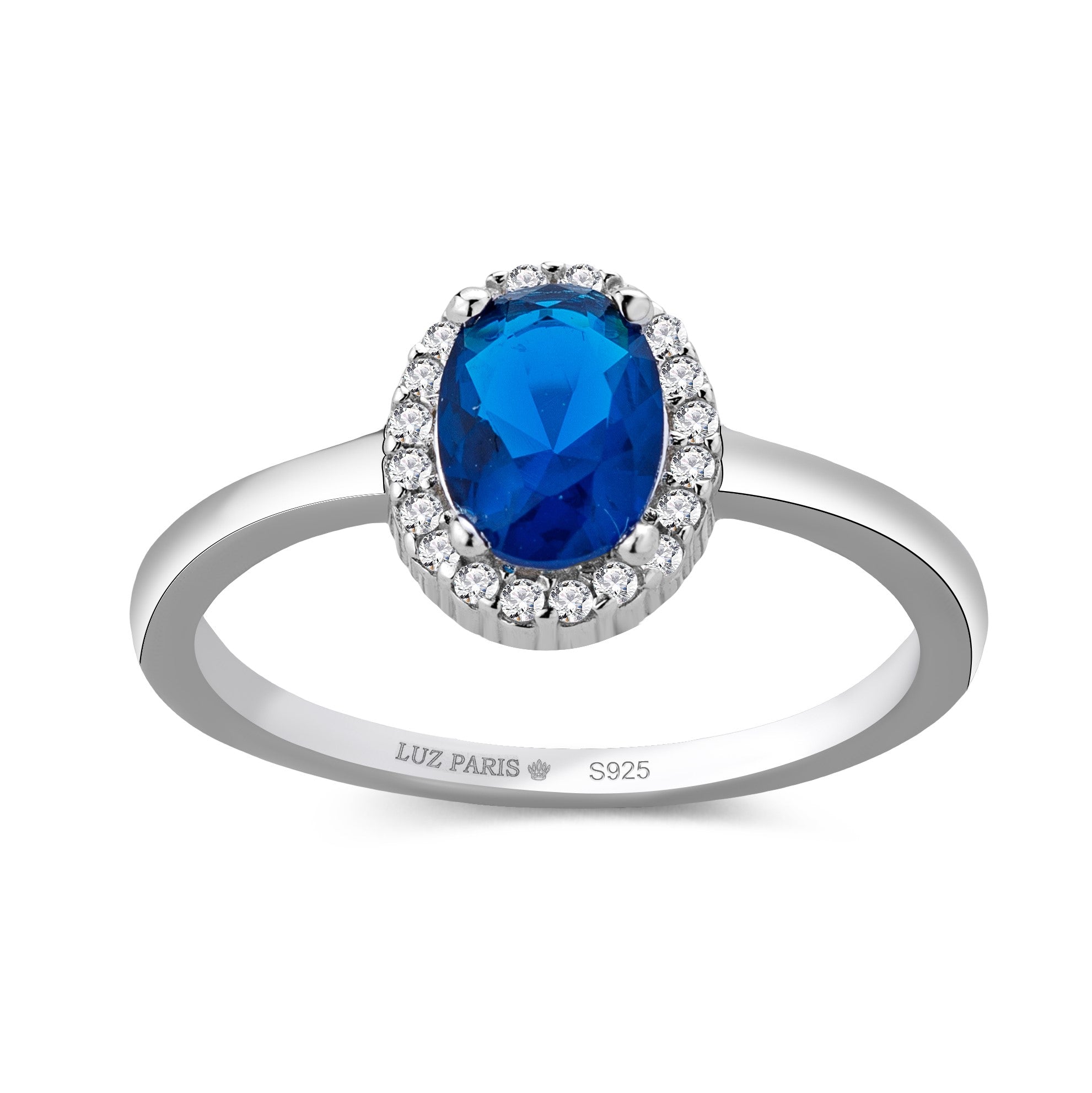 Anillo Plata 925mls Circonita Azul Zafiro Princesa Diana Kate Middleton