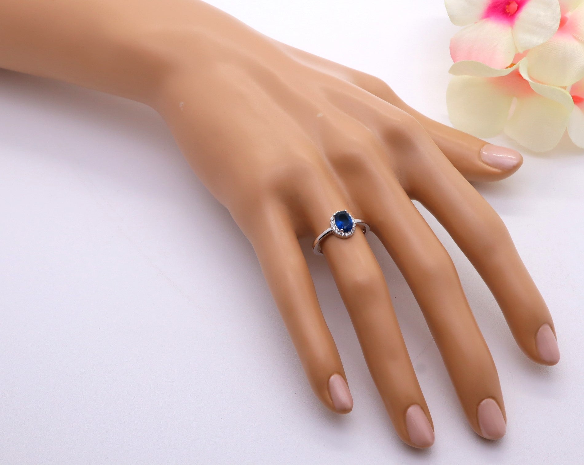 Anillo Plata 925mls Circonita Azul Zafiro Princesa Diana Kate Middleton