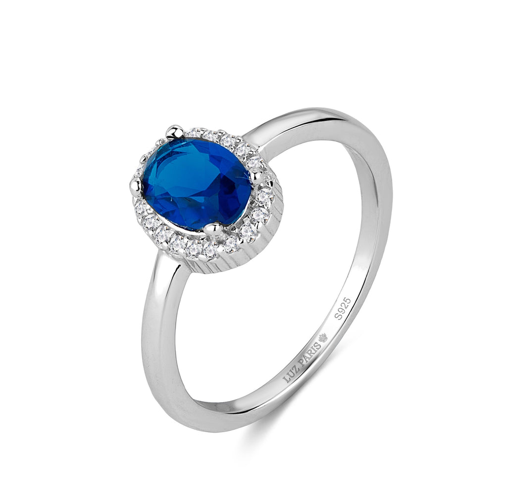 Anillo Plata 925mls Circonita Azul Zafiro Princesa Diana Kate Middleton