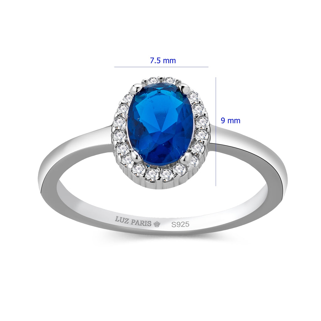 Anillo Plata 925mls Circonita Azul Zafiro Princesa Diana Kate Middleton