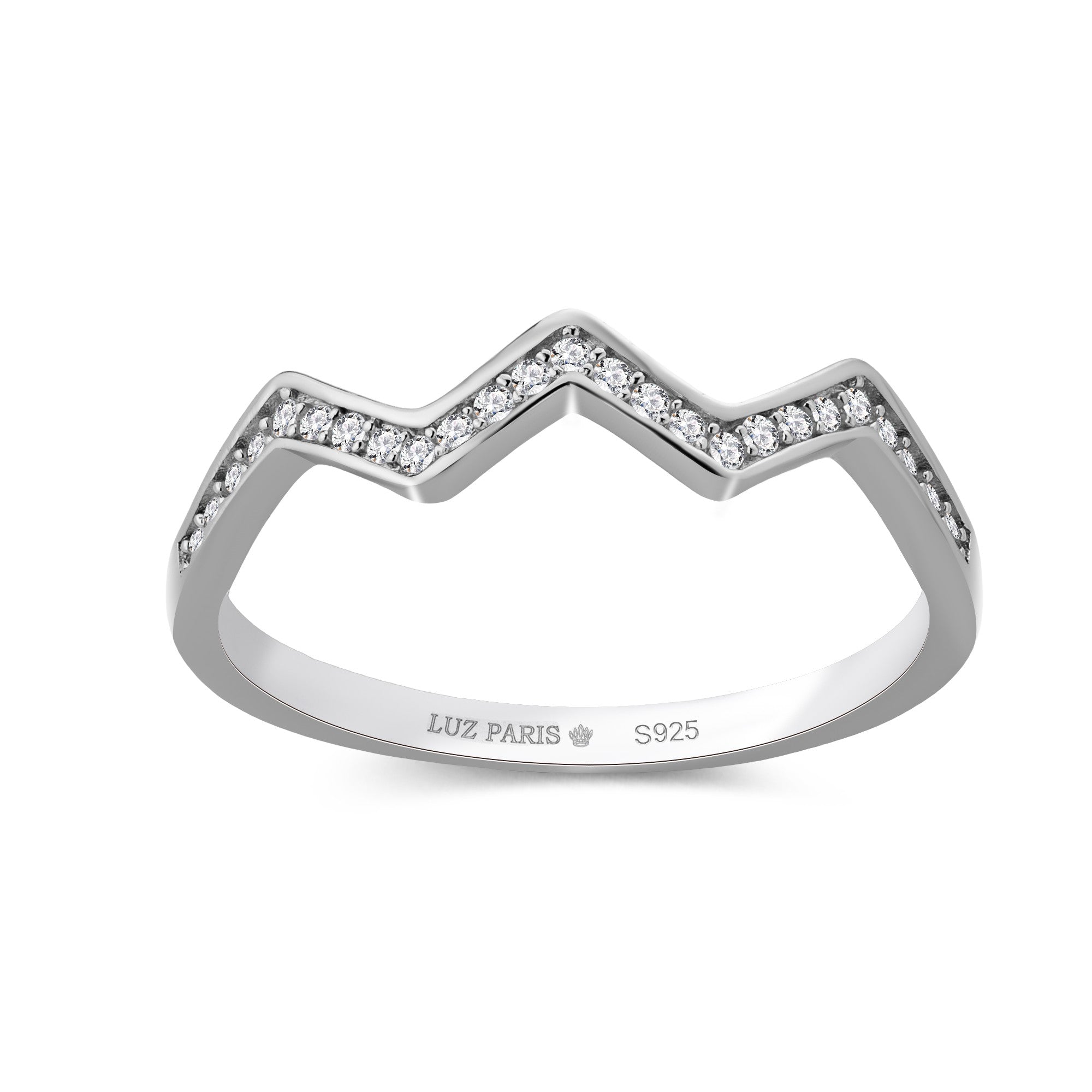 Anillo Plata 925 diseño Zig Zag con Circonitas blancas • Joya moderna minimalista • Regalo elegante para mujer