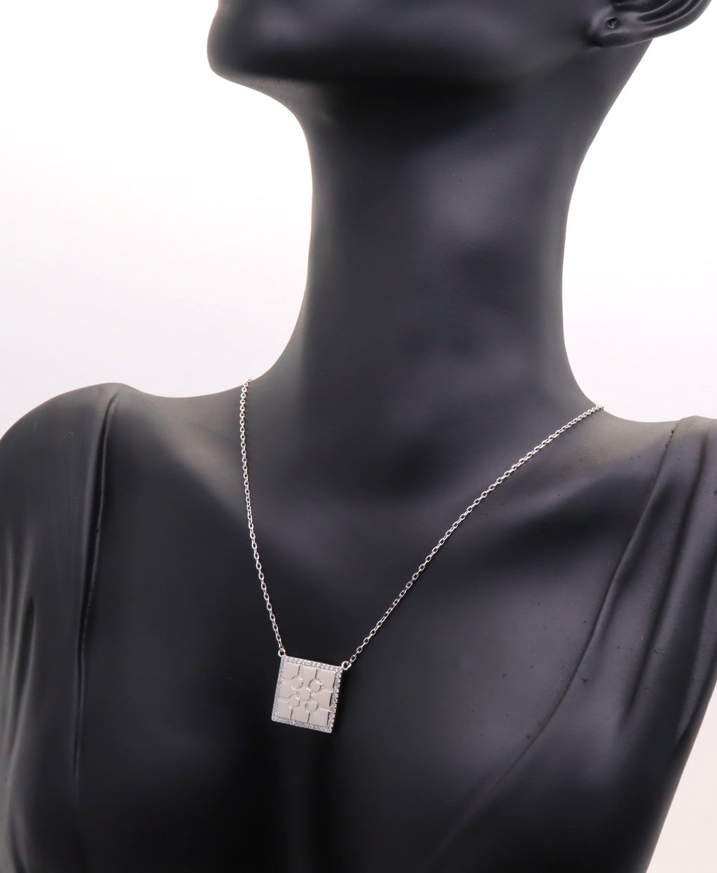 Collar Plata 925mls Baldosa Bilbao con Circonitas blancas